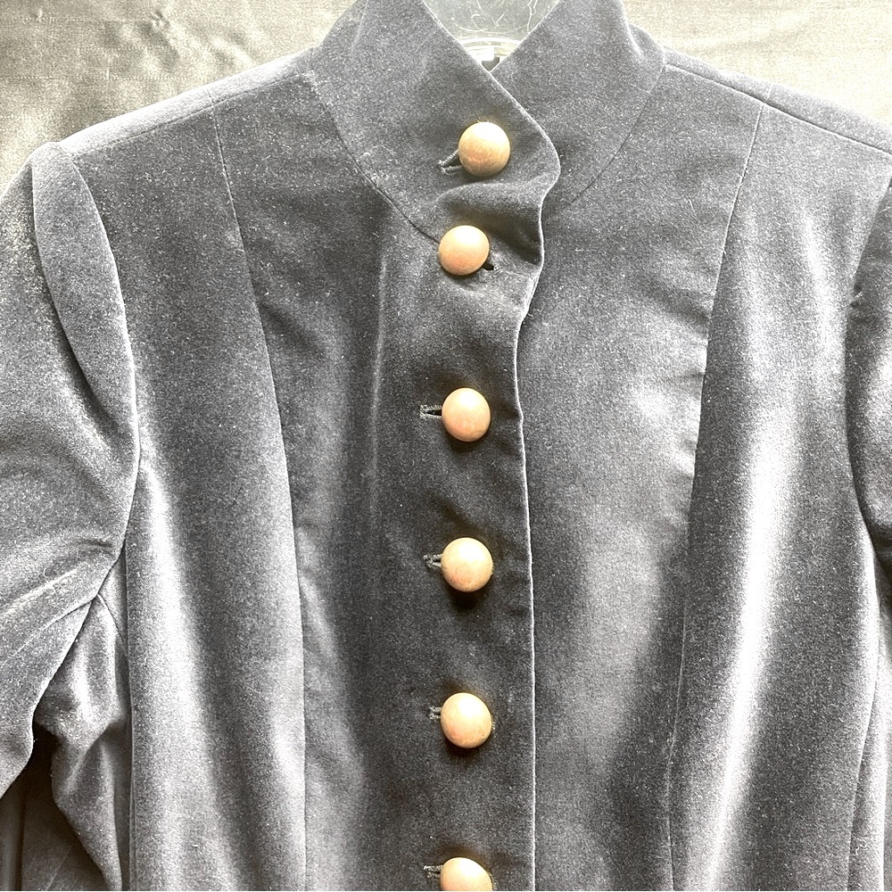 NWT Soft Surroundings Dark Blue Cotton Velvet Military Jacket. Gold Accents Sz M - Picture 5 of 5